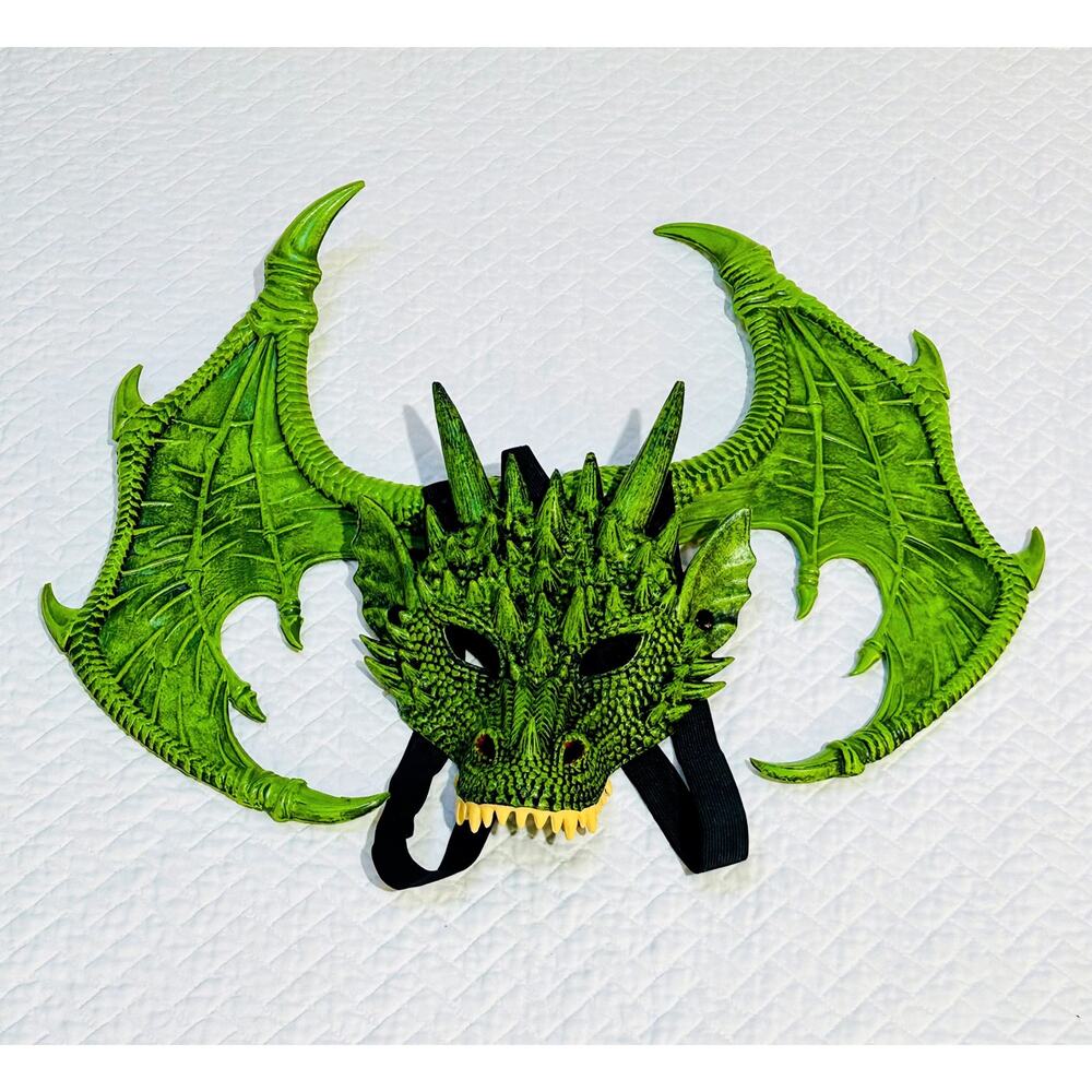 GREEN DRAGON MASK AND WING COSTUME